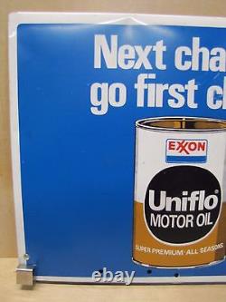 Exxon Uniflo Motor Oil Panneau Publicitaire Double Face Station D'essence Rack De Pompe