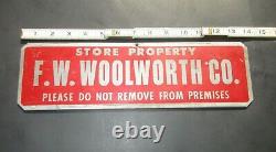 F. W. Woolworth Rare Vintage Metal Orig Double Sided Publicisant Signal 14 Inches