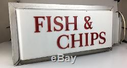 Fish & Chips Boutique De Signalisation Lumineuse Double Face Pour Magasin Takeaway