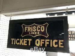 Frisco Railroad Frisco Lines Enseigne De Billetterie Double Face Des Années 1900 Rare