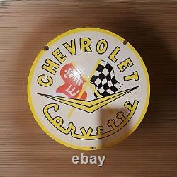Géant panneau en porcelaine double face Chevrolet Corvette vintage 1963 uniquement sur Ebay
