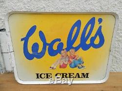 Genuine Vintage 1980 Murs Crème Glacée Signe Métal Double Face Libre Au Royaume-uni Après