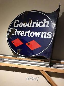 Goodrich Signe À Double Face À Collerette En Porcelaine Silvertowns Goodyear, Firestone