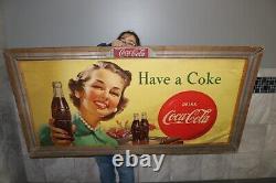Grand 62 Vintage 1952 Coca Cola Soda Pop avec cadre 2 panneaux latéraux