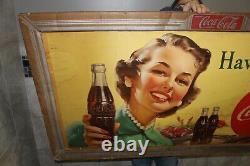 Grand 62 Vintage 1952 Coca Cola Soda Pop avec cadre 2 panneaux latéraux