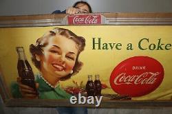 Grand 62 Vintage 1952 Coca Cola Soda Pop avec cadre 2 panneaux latéraux
