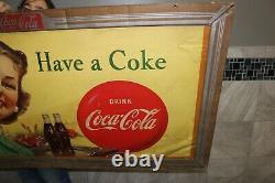 Grand 62 Vintage 1952 Coca Cola Soda Pop avec cadre 2 panneaux latéraux