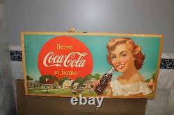 Grand 62 Vintage 1952 Coca Cola Soda Pop avec cadre 2 panneaux latéraux