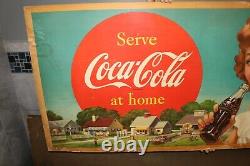 Grand 62 Vintage 1952 Coca Cola Soda Pop avec cadre 2 panneaux latéraux