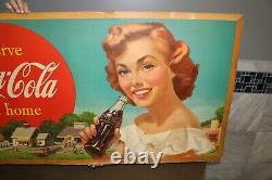 Grand 62 Vintage 1952 Coca Cola Soda Pop avec cadre 2 panneaux latéraux