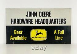 Grand John Deere Matériel Headquaters 4 Pieds 21x38 Double Face Signalisation, Rare, Pops