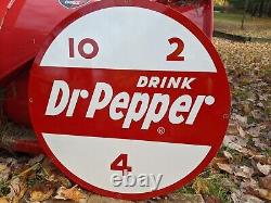 Grand Millésime Double Face Dr. Pepper Station D'essence De Porcelaine Plaque De Soda Métallique