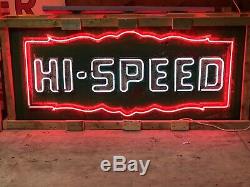 Grand Vintage Hi-speed Gaz Double Face 7 Foot Neon Signe Huile Chaude Rat Rod Car Wow