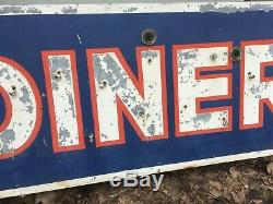 Grand Vtg 24x72 Ovale Double Face Diner Resturant Retro Old Sign 324-20e