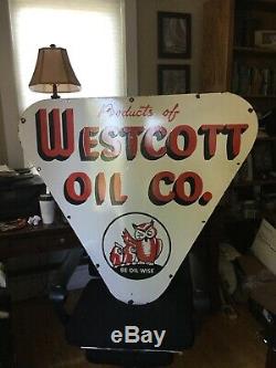 Grand Westcott Oil Gas Double Face Porcelaine Signe
