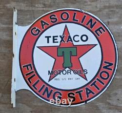 Grand panneau en porcelaine Texaco double face vintage de 17 x 17 pouces