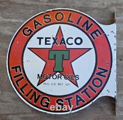 Grand panneau en porcelaine Texaco double face vintage de 17 x 17 pouces
