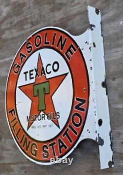 Grand panneau en porcelaine Texaco double face vintage de 17 x 17 pouces