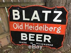 Grande Publicité Originale Blatz Beer Double Face Porcelaine Signe 45