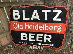 Grande Publicité Originale Blatz Beer Double Face Porcelaine Signe 45
