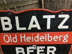 Grande Publicité Originale Blatz Beer Double Face Porcelaine Signe 45