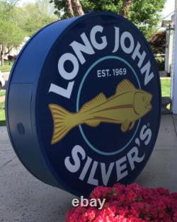 Grande enseigne publicitaire de restaurant lumineuse double face LONG JOHN SILVERS 6,7