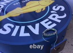 Grande enseigne publicitaire de restaurant lumineuse double face LONG JOHN SILVERS 6,7