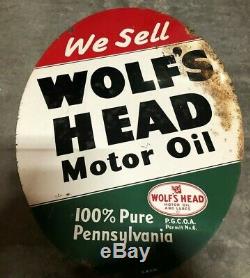 Head Double Sided Wolf Oil Vintage Porcelain Signe Cercle Pennsylvanie