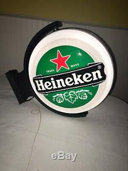Heineken Beer Double Face Gyrophare Mur Hanger Pub Sign Bar Publicité
