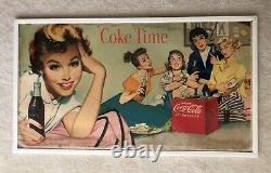 Imprimante, Originale, 1955 Coca Coca-cola Panneau De Carton À Double Face, 36 X 20