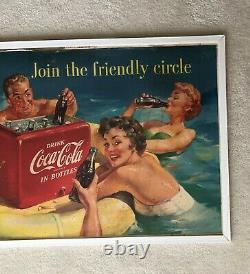 Imprimante, Originale, 1955 Coca Coca-cola Panneau De Carton À Double Face, 36 X 20