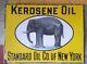 Kerosene Oil Standard Oil Co. De New York Double Face Panneau D'affichage En Émanel Vintage