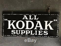 Kodak Supplies Enseigne Émaillée Double Face Authentique