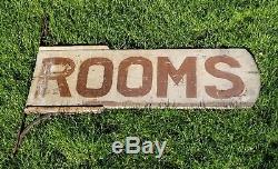 Les Chambres De Painted Antique Originale N. Michigan Main 1920 Wood Sign Double Face