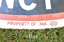 Louisville Ky Aaa Auto Club Old Antique Porcelaine Double Sign Sided Gas Oil Voiture