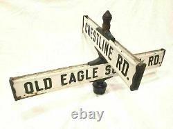 Lyle Sign Double Deded Cross Street Antique Metal Embossed Full Size Wayne Pa