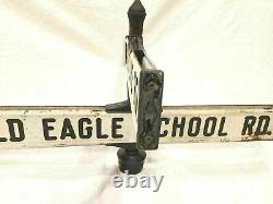 Lyle Sign Double Deded Cross Street Antique Metal Embossed Full Size Wayne Pa