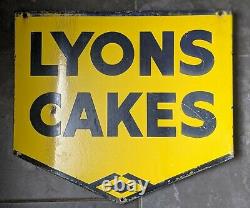 Lyons Cakes Original Double Face En Émanel Panneau Vintage
