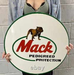 Mack Pedigreed Protection Double Face Die Cut Metal Sign Trucking Rig Gas Oil