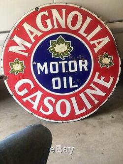 Magnolia Motor Oil Original Signé De La Porcelaine À Double Face