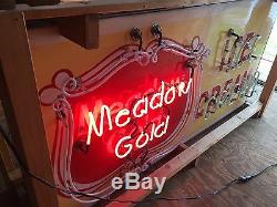 Meadow Gold Ice Cream Produits Laitiers Double Face Vintage Rare Old 3 Couleurs Néon Soda