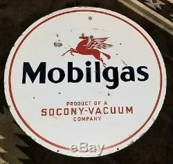 Mobilgas Originale Socony Double Face Gas-oil Porcelaine Sign Mobil Vide 30
