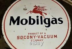 Mobilgas Originale Socony Double Face Gas-oil Porcelaine Sign Mobil Vide 30