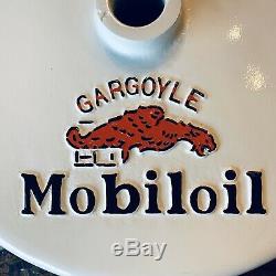 Mobiloil Gargoyle Porcelaine Double Face Curb Lollipop Signe Base 23,5 Pouces