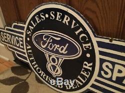 Old Ford Service Concessionnaire Double Face En Porcelaine Connexion