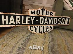 Old Grande Harley Moto Double Face Porcelaine 50 Signe