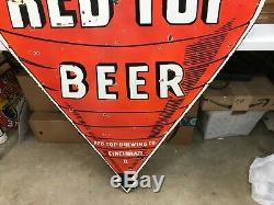 Old Red Top Beer Grand, Lourd Double Face Acces De Porcelaine (48x 32), Nice Sig