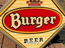 Old Vintage 1950's 60's Burger Beer Lighted Sign Large Double Deded Bar Tavern