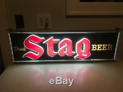 Old Vintage Stag Bière Lighted Signe Double Face Allusion. Belle, Rare