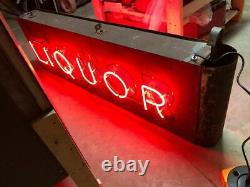 Orig Vintage Liquor Double Sided Neon Sign Antique Patina Pub Bar Mancave Taverne